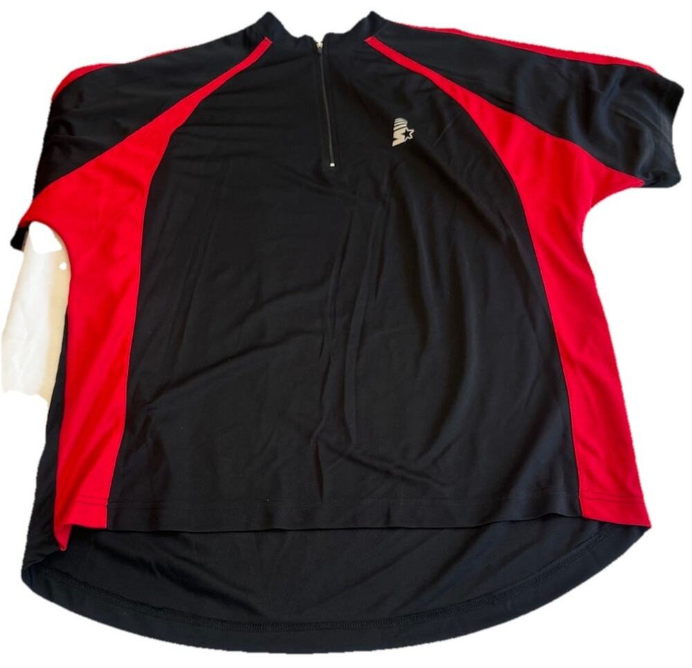 Vintage Starter Red Black Dry Wicking Half Zip Shirt Men's Large Athletic Tee